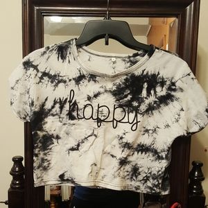 Black and white tie dye crop